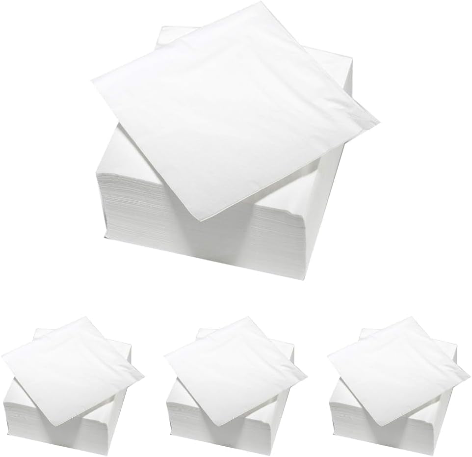 ARTS DE LA TABLE 100 servilletas de algodón, 2 capas, 33 x 33 cm, blanco (paquete de 4)