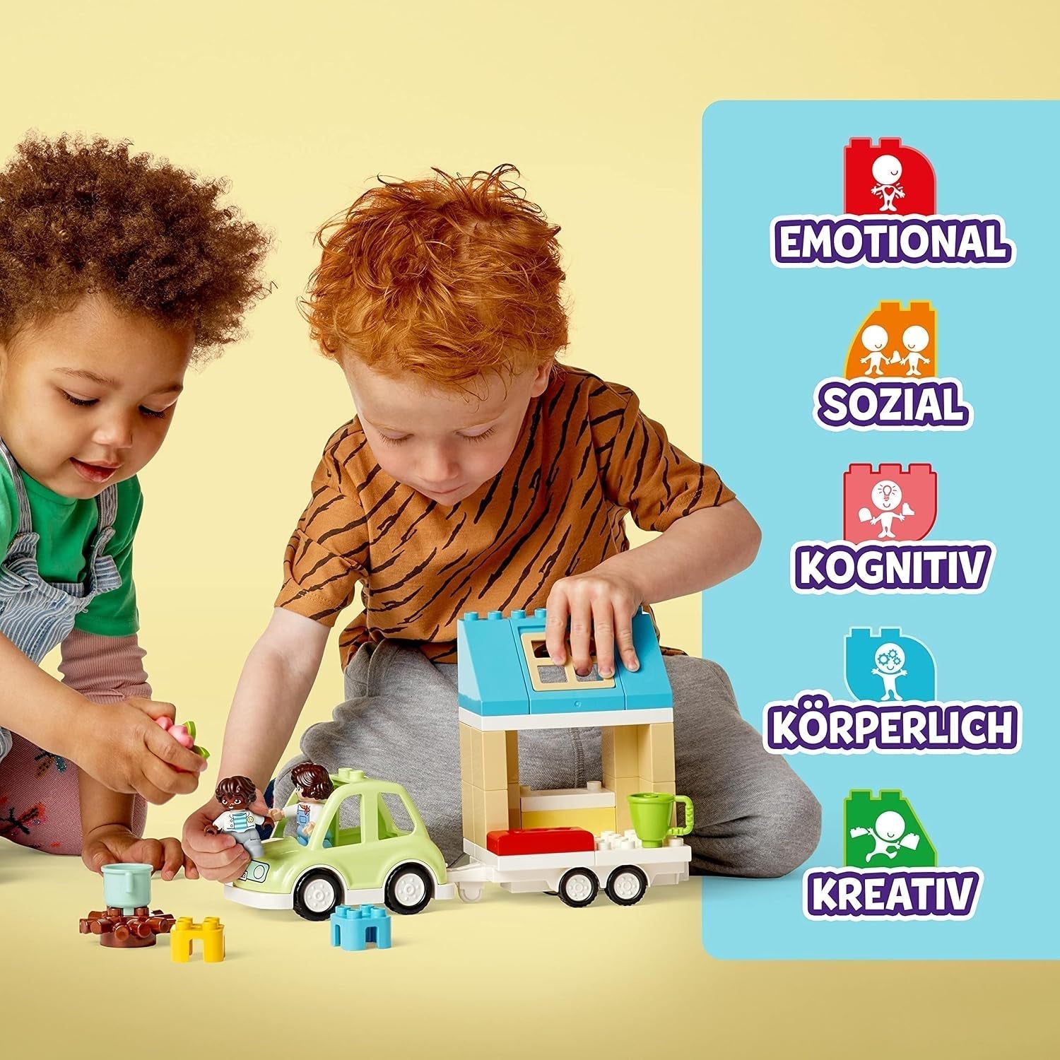 LEGO 10986 DUPLO En Casa Sobre Ruedas, coche de juguete con ladrillos grandes, figuras y coche de juguete para niños y niñas a partir de 2 años, desarrolla la motricidad fina Juegos de construcción Besuche den LEGO-Store