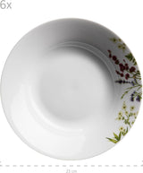 Mäser Herbal Garden Vajilla con detalles florales para 4 personas, 18 piezas, incluye platos llanos, hondos y de postre, porcelana, blanco
