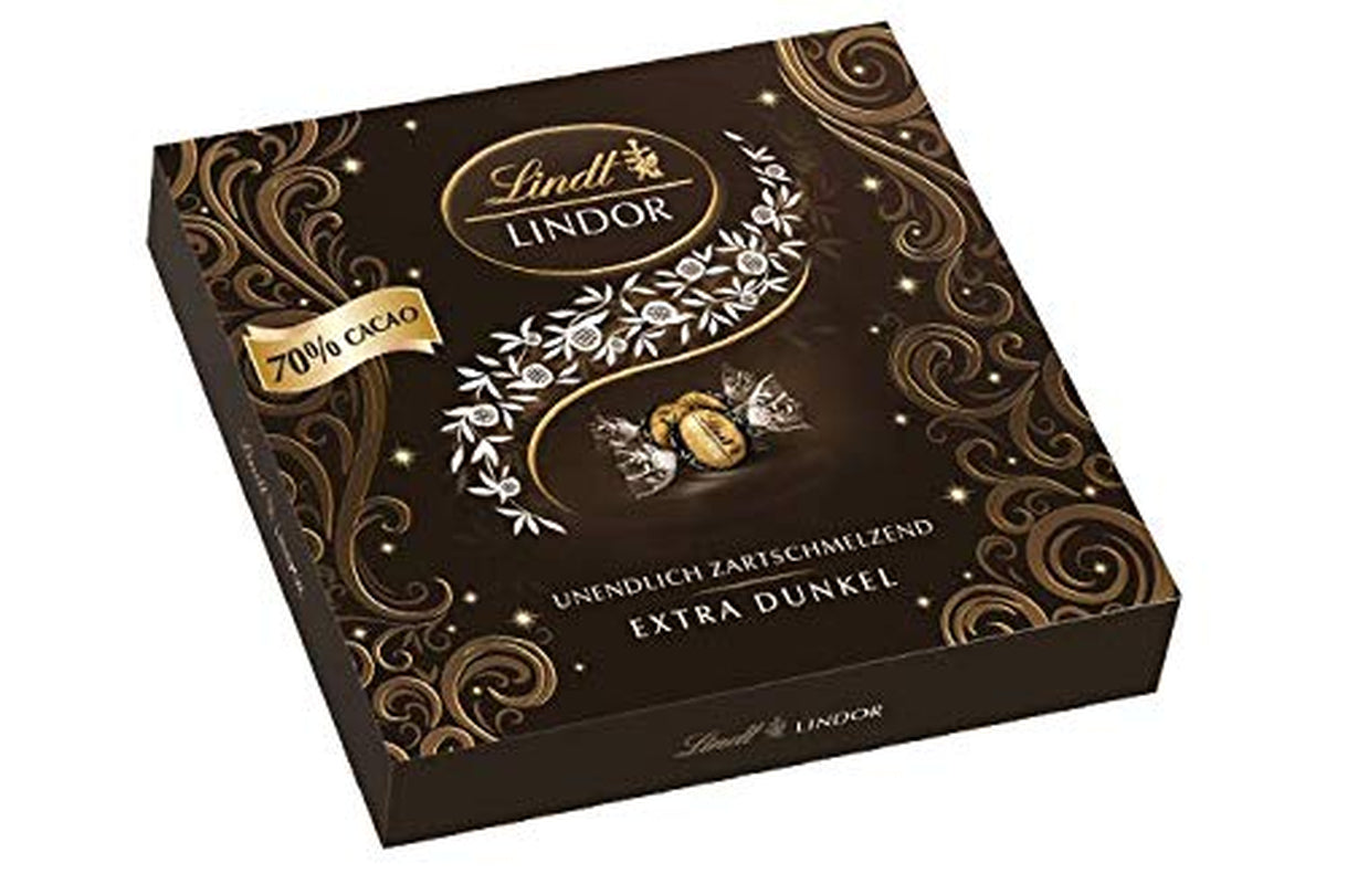 Caja de regalo Lindt LINDOR Extra Black 70% cacao, chocolate de regalo, aprox. 15 trufas LINDOR, 186 g