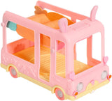 BABY born 904763 Baby Surprise Bus: minibús de juguete rosa con 2 muñecas exclusivas, cochecito triple, columpio, carrusel, tobogán y columpio triple.