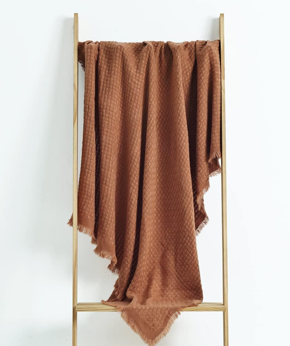 CREVENT Manta de Punto Óxido para Sofá Sofá Silla Cama Decoración del Hogar Suave Cálida Acogedora Ligera Primavera Verano Otoño (127,8 X 152,4 cm Caramelo/Marrón/Naranja Quemado) CREVENT Camas y Mantas