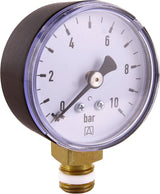 Manómetro de cuerno con puerto inferior de 1/4" - Negro - Adecuado para filtros de retrolavado con reductor de presión - Plástico - Autosellado con junta tórica de PTFE / Manómetro / Aire comprimido / Manómetro / DMMU14