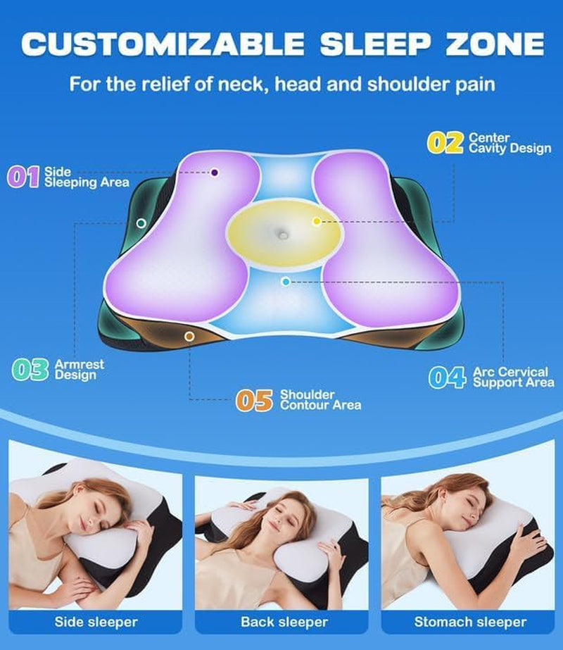 SUPA MODERNA Almohada de espuma viscoelástica para dormir de lado, almohada refrescante 60X40, ortopédica para la espalda, estómago, cuello, alivio del dolor, almohada para el cuello, almohadas ortopédicas cervicales Naty Shop