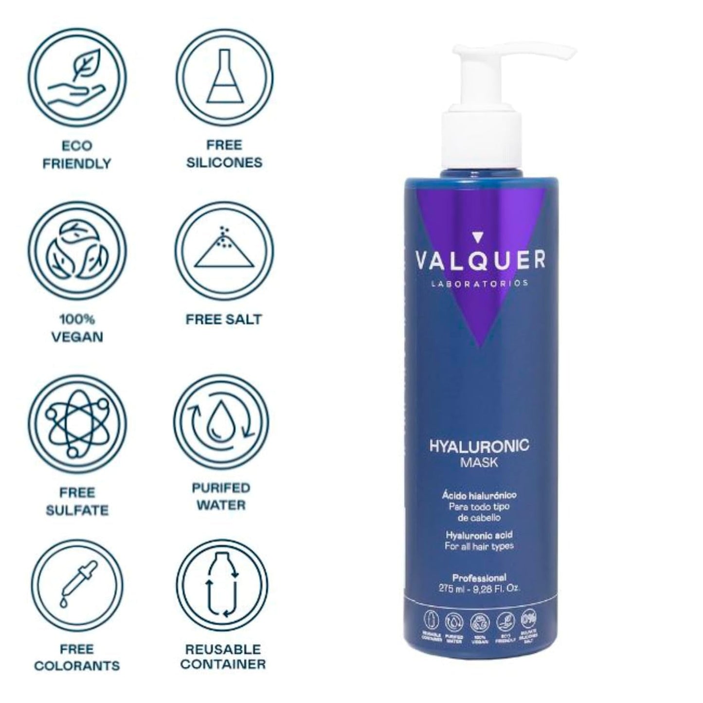 Valquer Tratamiento Capilar Hialurónico - Mascarilla Capilar Hidratante con Aroma a Lavanda - Sin Sulfatos ni Siliconas - 975 ml Naty Shop Mascarilla Capilar