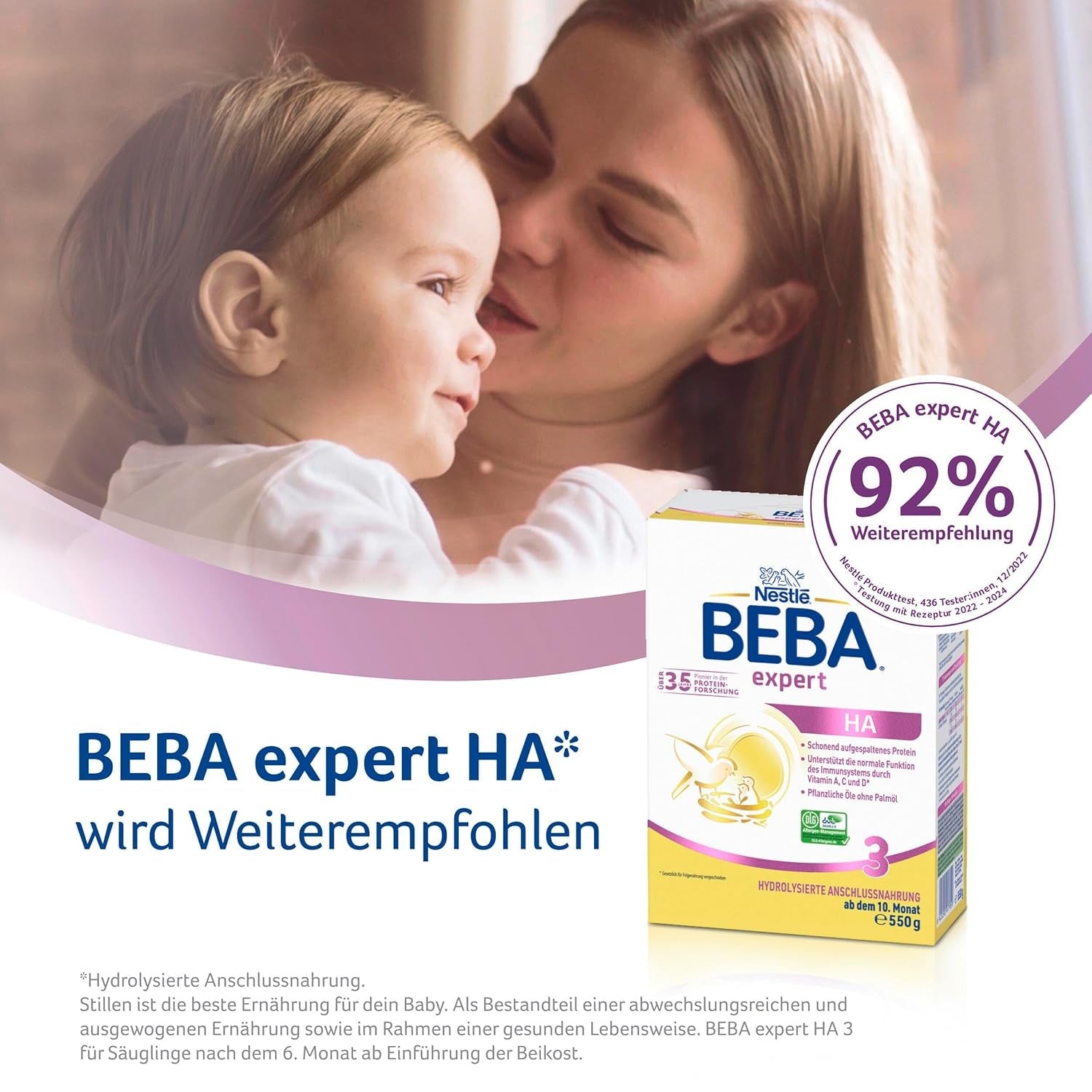 BEBA expert HA 3 Fórmula de continuación hidrolizada, a partir de 10 meses, 1 paquete (1 x 550 g)