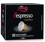 Caffè TROMBETTA L'Espresso, Italian Kaffee Nespresso compatible Kapseln. Aus 100% Arábica con einem vollmundigen und körperreichen - 50 Kapseln, 50 Stück (paquete de 1)