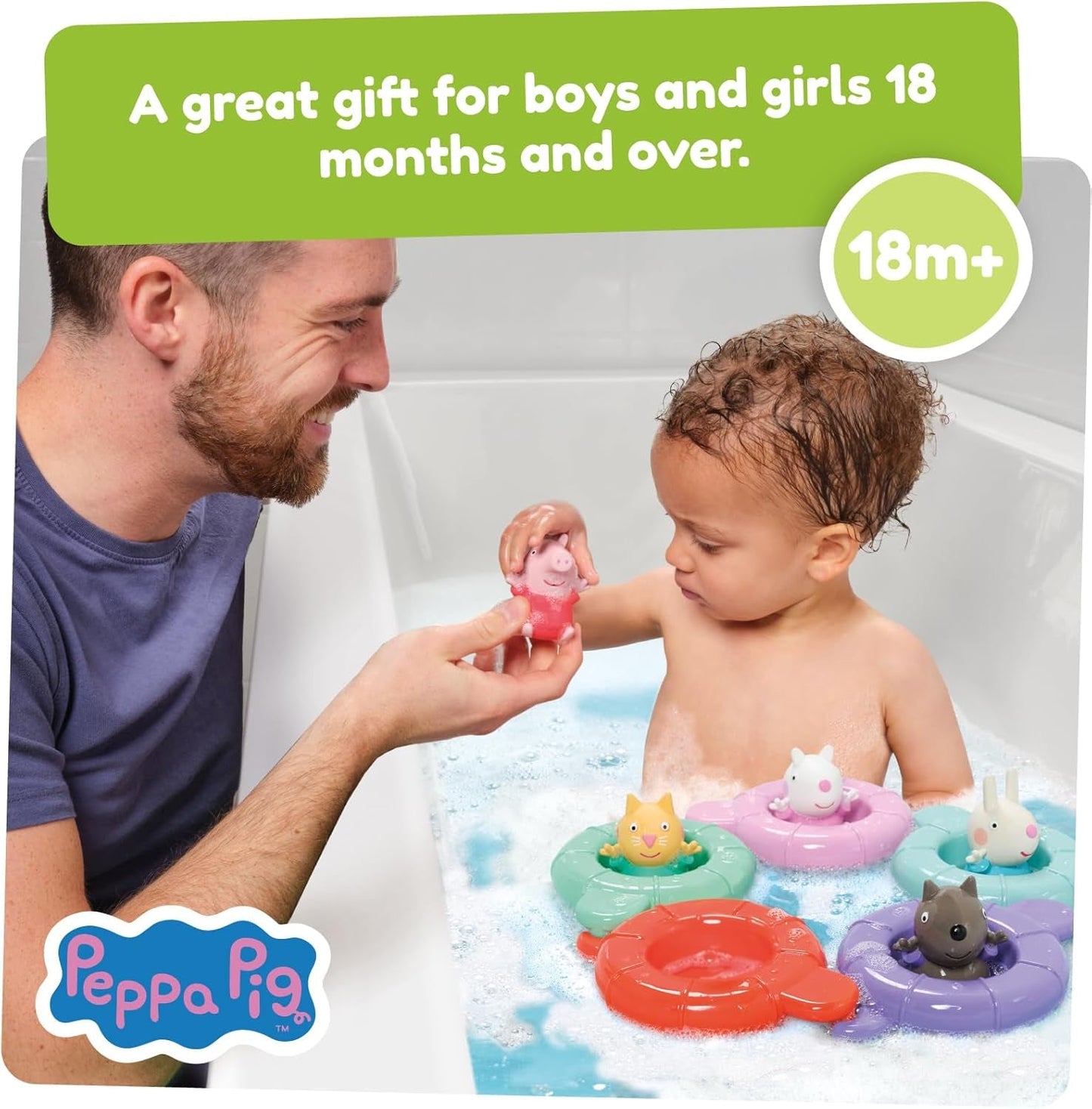 Tomy Toomies Peppa's Pool Party - 5 vasos con aro conector con 5 juguetes para niños Peppa Pig & Friends Water Squirter - juguetes de baño +18 meses - Juguetes de baño y piscina para niños Bebe Toys Naty Shop