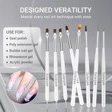 Sularpek Juego de 8 pinsel para uñas, pinsel para gel, pinsel de diseño, herramientas de punteado para decoración de uñas, pinsel para gel acrílico, pinsel para uñas