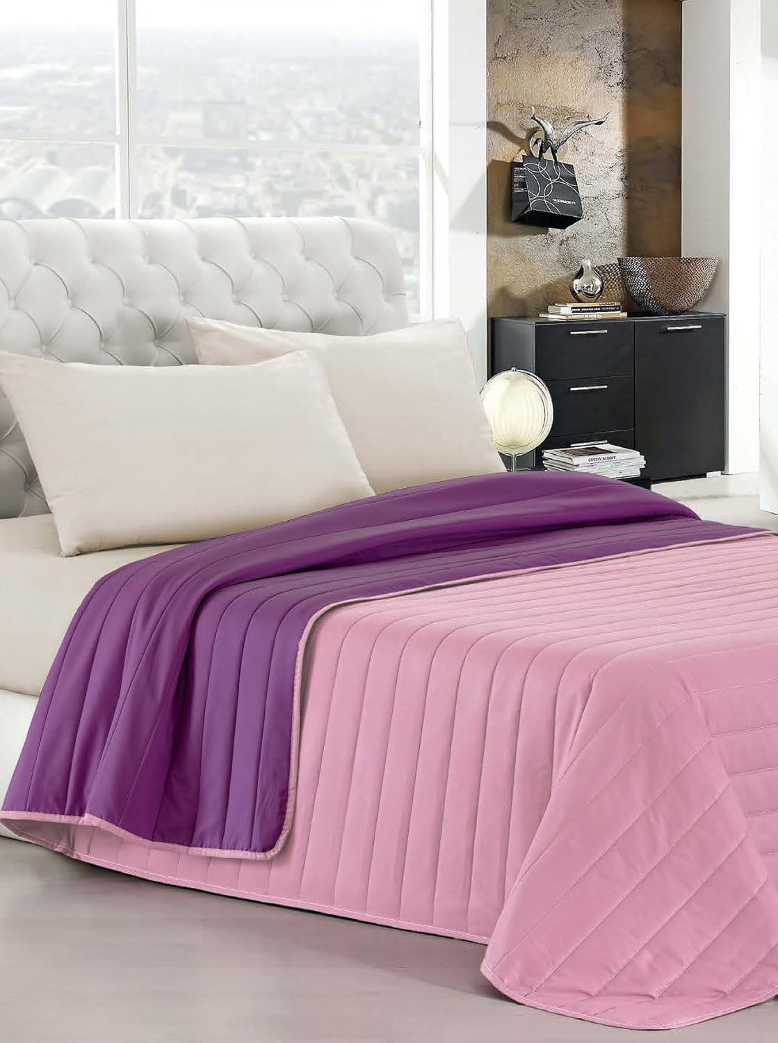 Ropa de cama italiana Estivo cama individual, lino, Aqua, 170 x 270 cm Edredones y colchas Naty Shop Viola/Lilla 170 x 270 cm