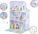 Teamson Kids Olivia's Little World Casa de muñecas gigante con 16 accesorios para muñecas, casa de muñecas de madera con muebles, casa de muñecas de 3 pisos, 30 cm para niños, a partir de 3 años