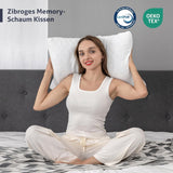 EGO HOME Almohada viscoelástica 40x80 cm con viscoelástica triturada - Almohada cervical ergonómica y transpirable para personas que duermen de lado, boca arriba o boca abajo - Certificado Oeko-Tex - Funda lavable