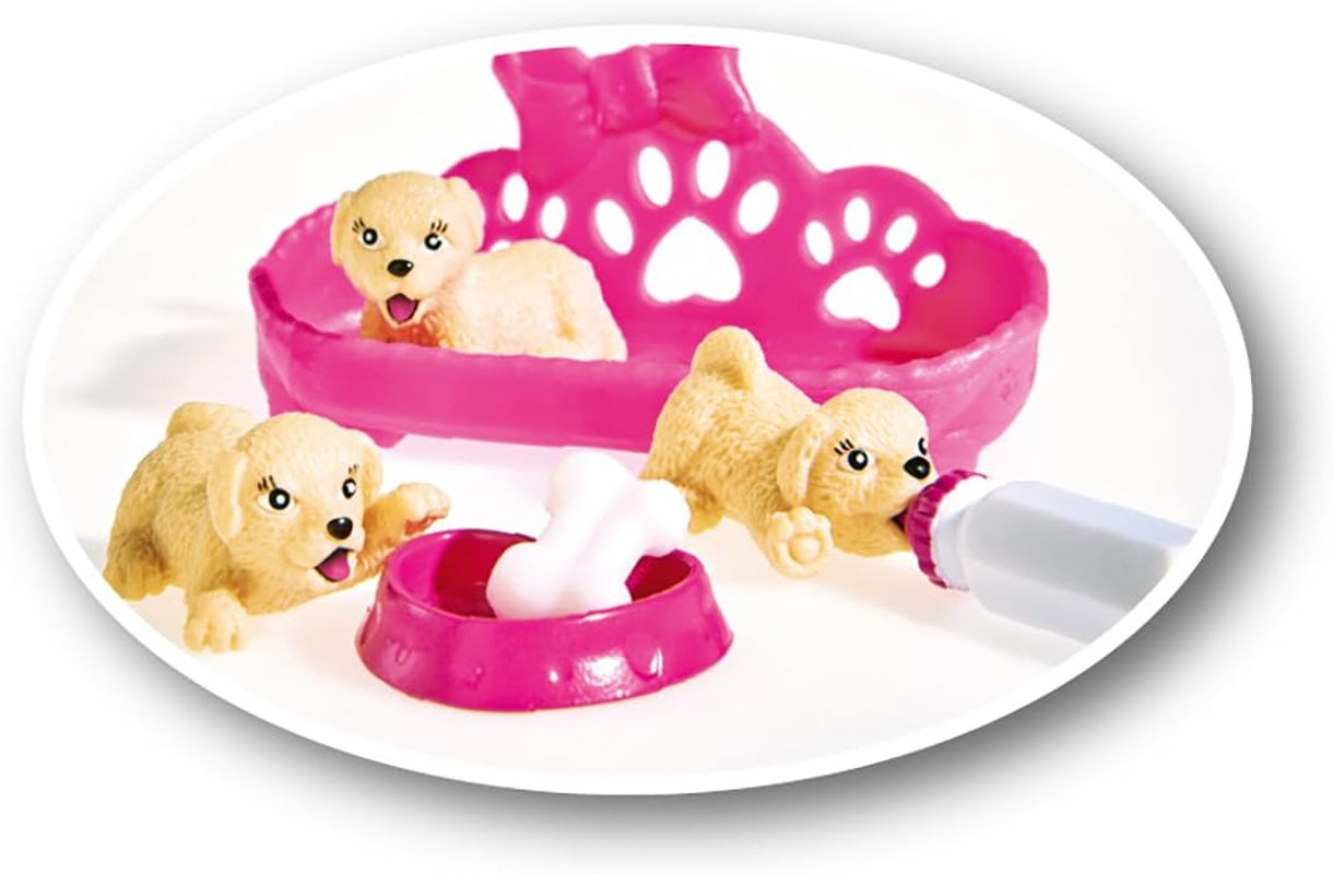 Simba 105733041 - Evi Love Puppy Love con TRES Cachorros, con Casa para Perro y Accesorios, Muñeca de Moda, 12 cm, para Niños a Partir de 3 Años
