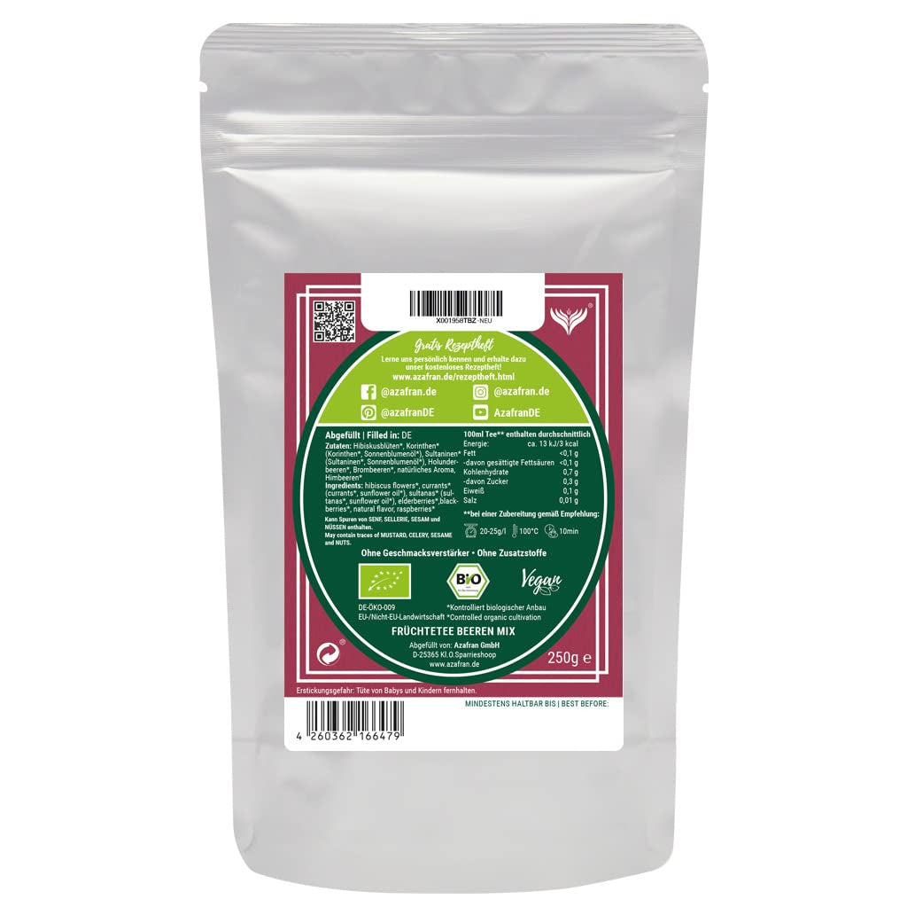 Azafran BIO Té de frutas Mezcla de frutos rojos 250 g