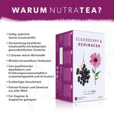 Nutra Tea Saúco y equinácea, té para inmunidad y resfriados, té de apoyo inmunológico, lucha contra el resfriado, 20 bolsitas de té reutilizables, té de hierbas naturales