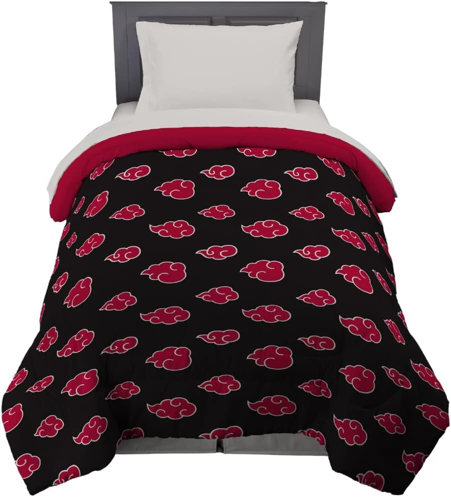 Franco Naruto Anime Akatsuki Patrón Ropa de cama de microfibra suave Edredón Queen, (Producto oficial de Naruto) Edredones y edredones Naty Shop Naruto Twin
