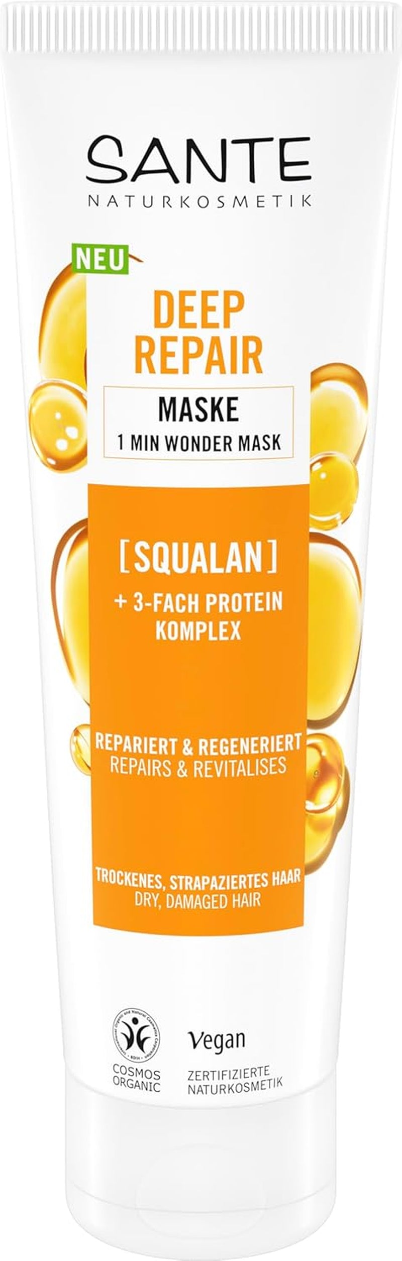 SANTE Natural Cosmetics Mascarilla Reparación Profunda Escualano + 3x Complejo Proteico, Mascarilla Capilar Vegana para Hidratación Intensa y Cabello Flexible, Repara y Regenera el Cabello Dañado, 150ml Naty Shop Mascarilla Capilar Título Predeterminado
