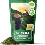 Naturalebio Té Sencha Japonés - 200 g Té verde ecológico - Té verde Sencha 100% puro y natural - hojas sueltas de la primera cosecha - producto ecológico cultivado en Japón