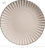 MÄSER 931967 Osita Retro Series Juego de vajilla Wave para 6 personas, vajilla redonda de 18 piezas, platos llanos, platos de postre y cuencos de cereales, cerámica, blanco crema