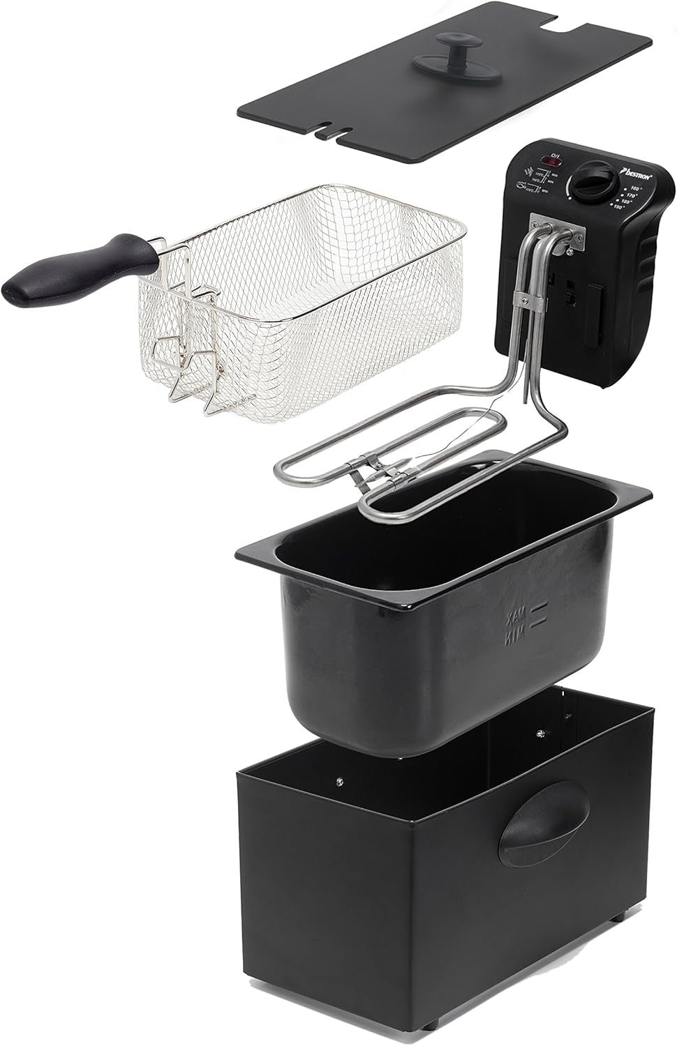 Freidora de aceite Bestron con tecnología de zona fría, 3,5 litros, 2000 vatios Electrodomésticos Naty Shop