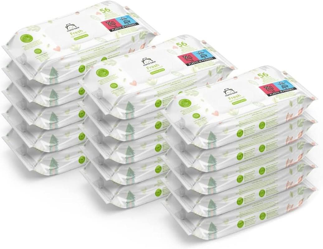 Mama Bear Naty Shop Toallitas frescas para bebé con aloe vera, 56 piezas (paquete de 18)