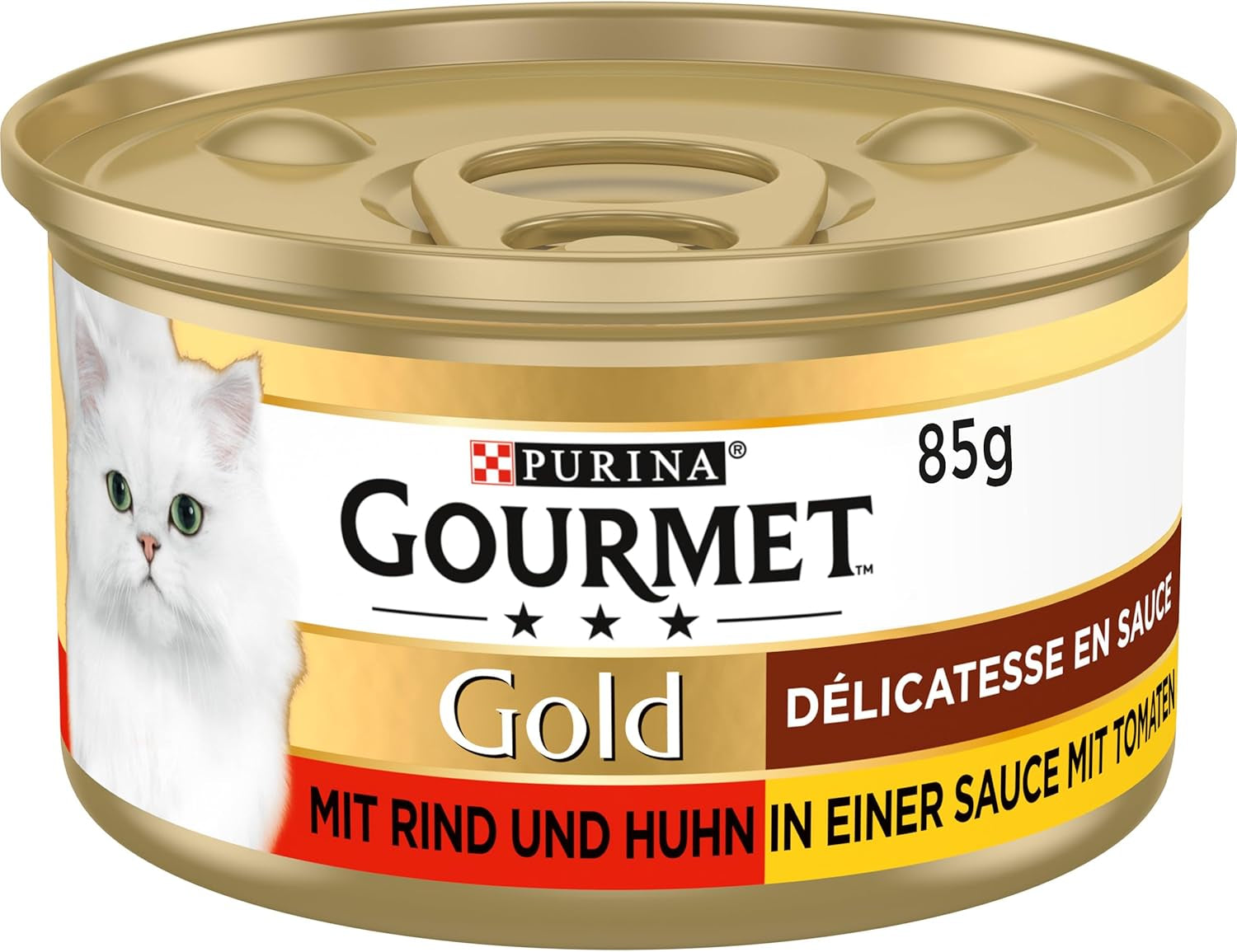Gourmet Gold Délicatesse en Sauce Comida húmeda para gatos de ternera y pollo, paquete de 12 (12 x 85 g)