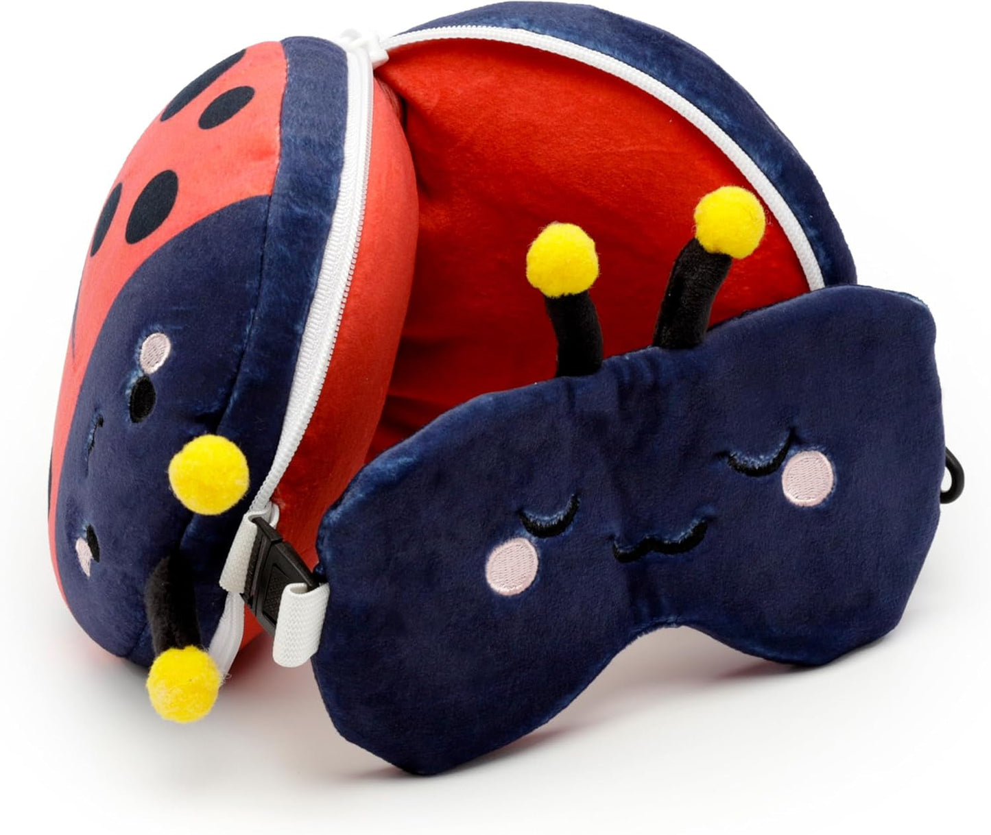 Puckator Relaxeazzz Almohada de Viaje con Máscara de Mariquita - Animales Suaves, Multicolor, 1 Unidad (Juego de 1) Naty Shop Almohadas de Viaje