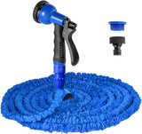 Manguera de jardín extensible de 30 m, manguera de agua flexible de 100 pies con boquilla pulverizadora de 8 chorros, manguera resistente al agua retráctil con conectores de 3/4" y 1/2" (30 m, verde)