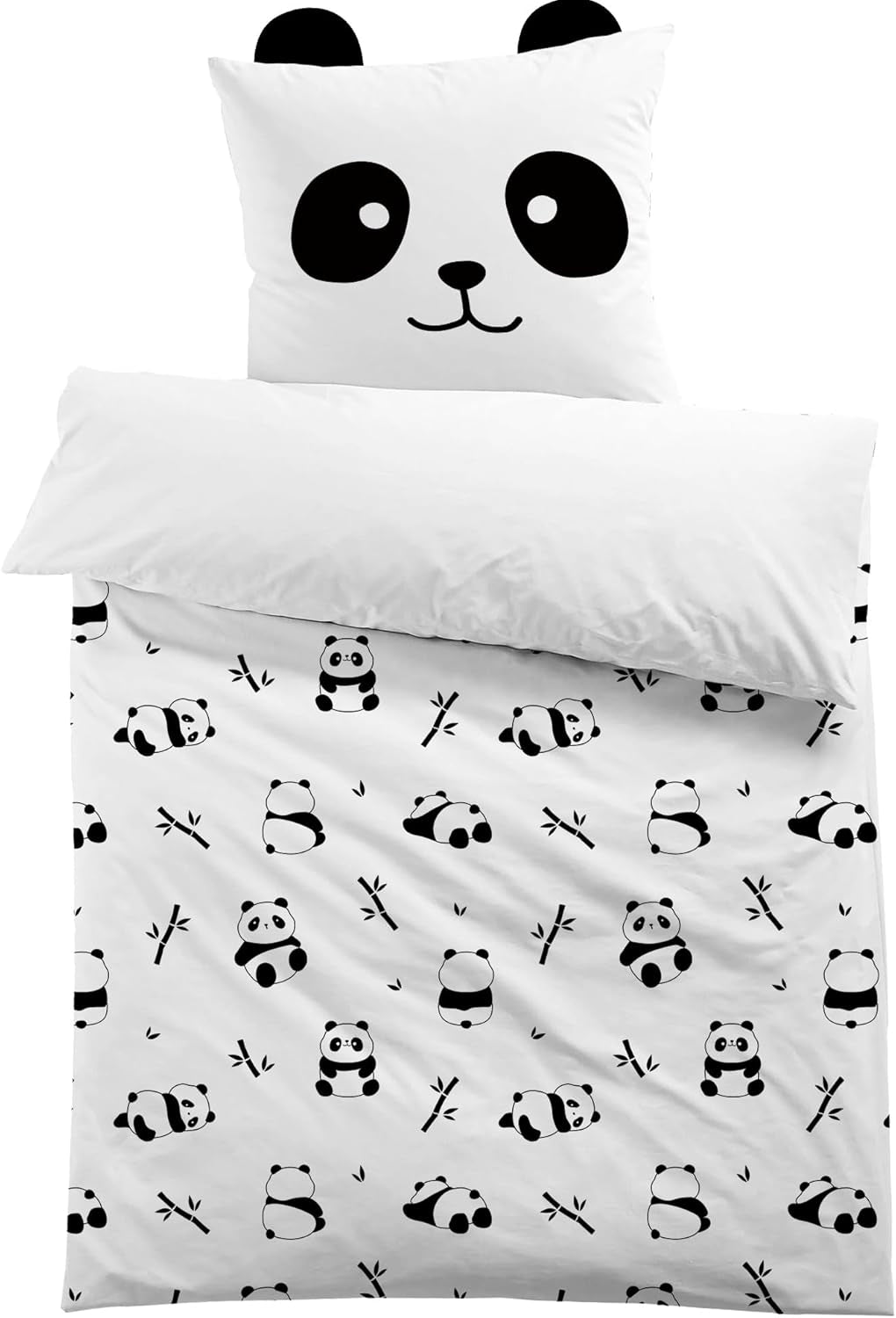 Ropa de cama microfibra 3D, animales, unisex Ropa de cama infantil Naty Shop Panda con orejas 135×200+80×80