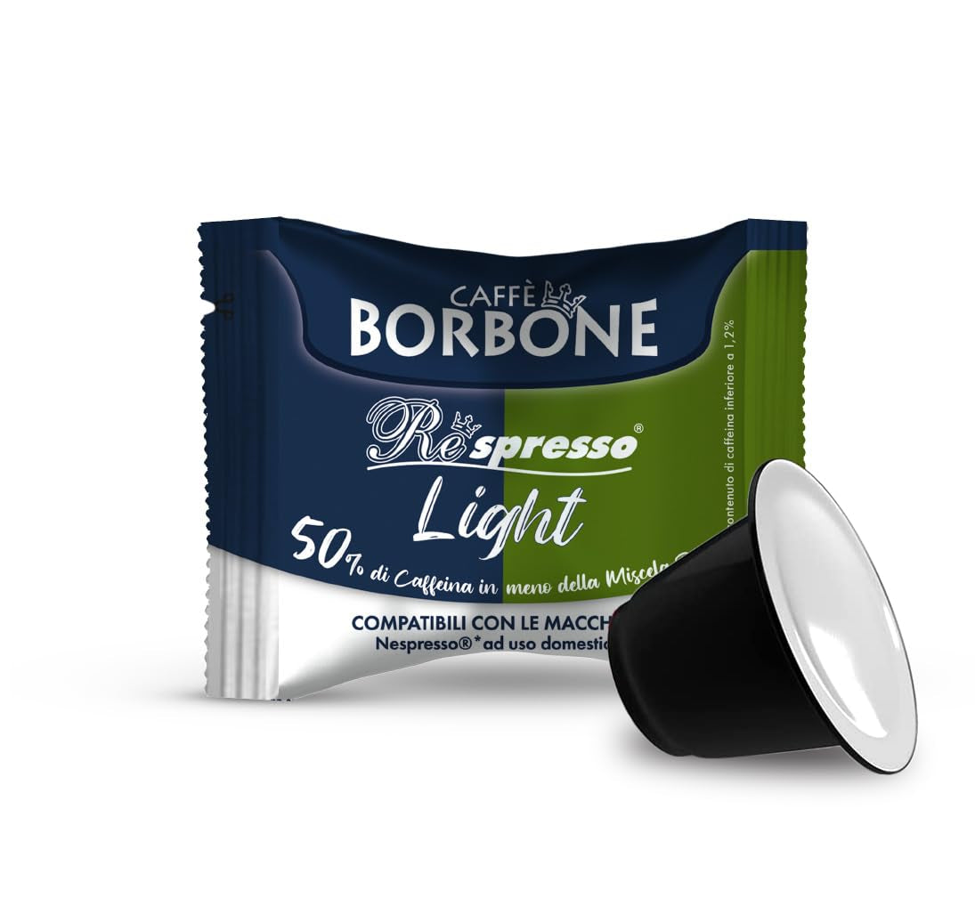 Caffè Borbone Respresso, mezcla de café ligero, 50% Weniger Kaffein als die Blue Mischung - 50 Kapseln - Compatible con Nespresso®* Haushalts-Espressomaschinen