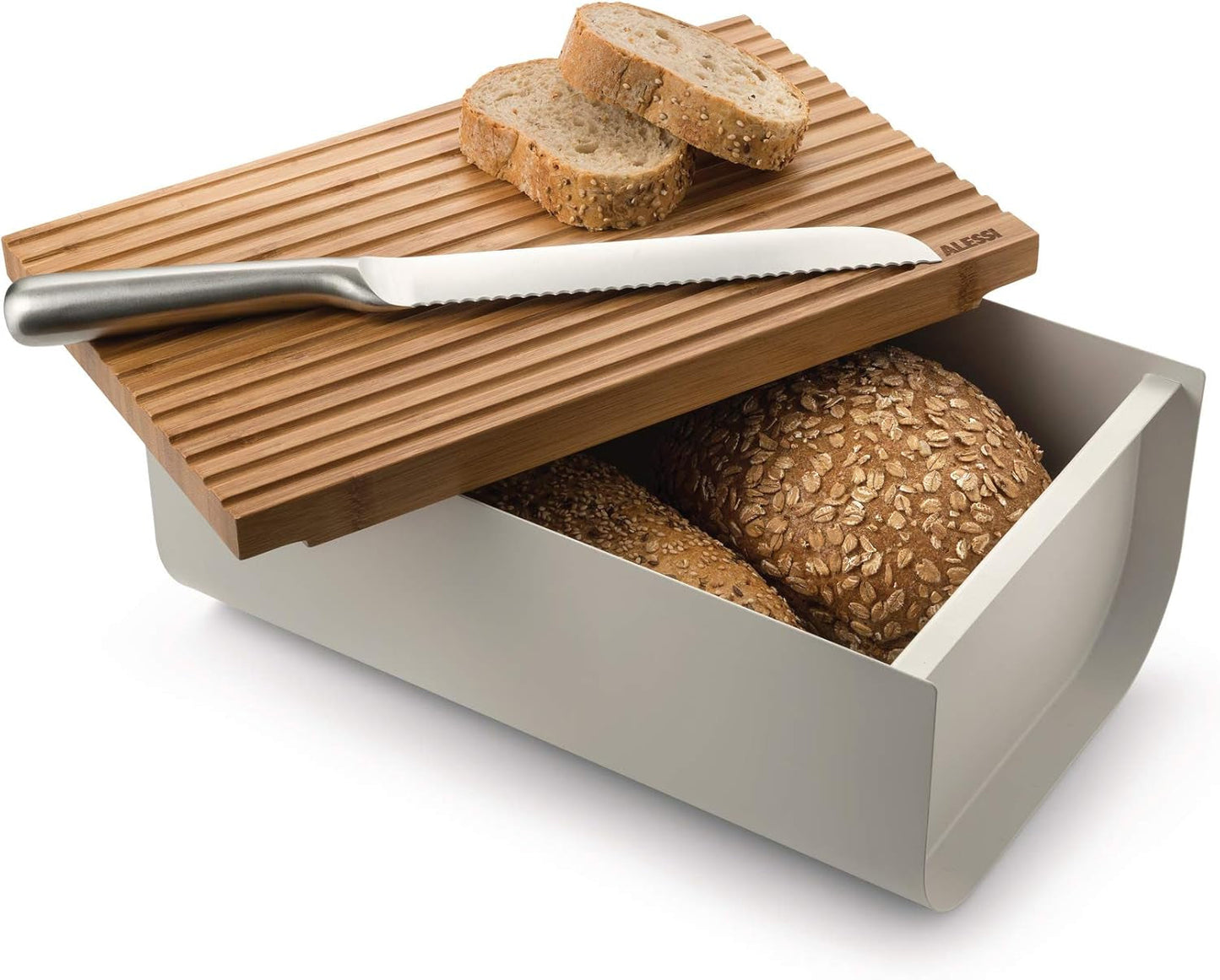 Alessi Mattina BG03 R - Panera de acero inoxidable con resina epoxi y madera de bambú, rojo Cajas para guardar alimentos Naty Shop