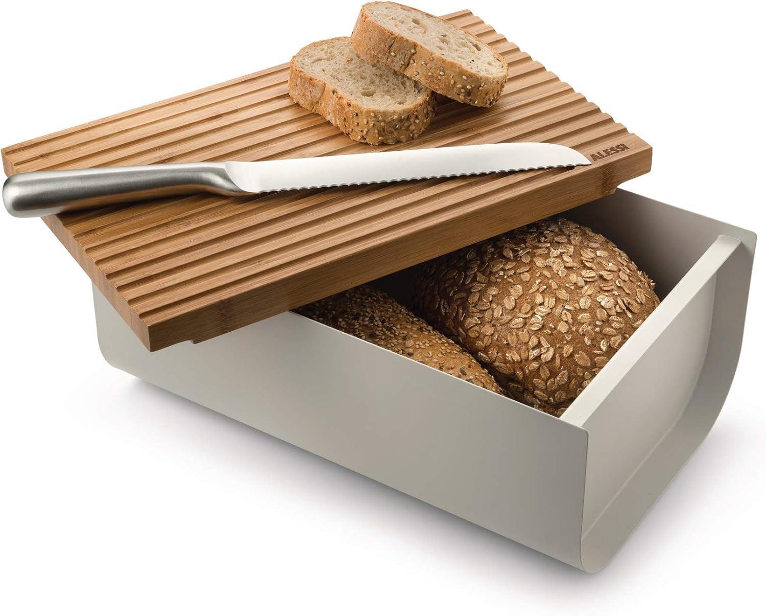 Alessi Mattina BG03 R - Panera de acero inoxidable con resina epoxi y madera de bambú, rojo Cajas para guardar alimentos Naty Shop