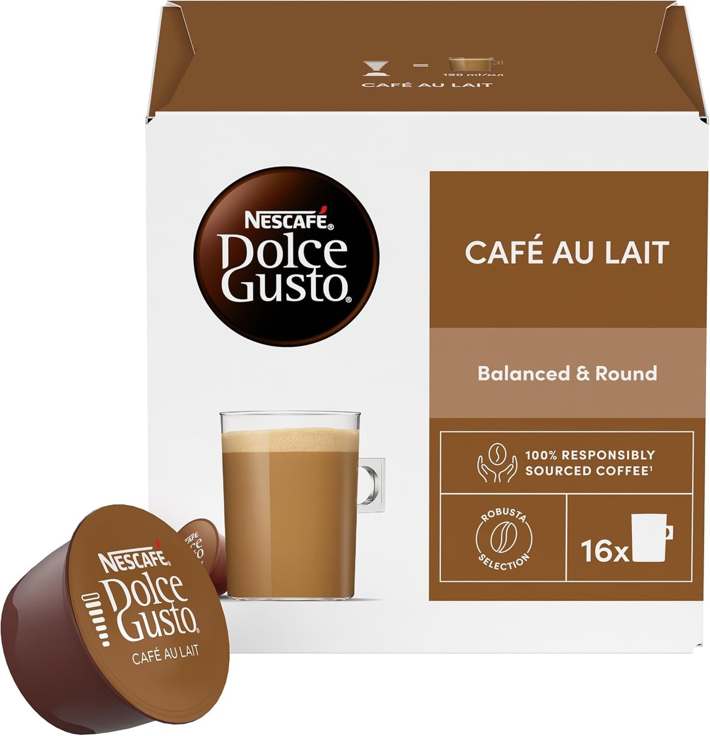 Nescafé Dolce Gusto – Dolce Gusto Café au Lait 16 CÁPSULAS 160 g (X6)