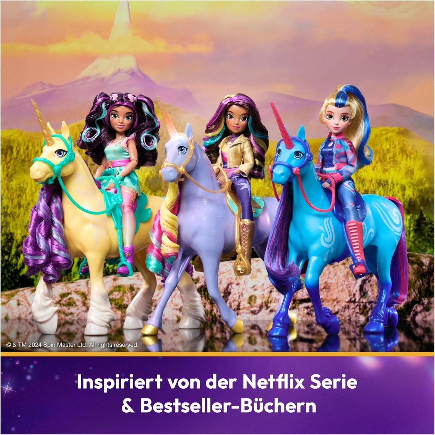 Unicorn Academy Ankleidepuppe Ava - la muñeca original para la popular serie Netflix, 24 cm grande y con 7 accesorios para juegos de rol fantásticos, para niños de 4 años