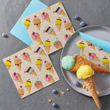 PAW - Servilletas de 3 capas (33 x 33 cm) I 20 piezas I Perfectas para fiestas, cumpleaños, días festivos I Decoración de mesa para fiestas infantiles - Servilletas de papel con motivos de colores - Helado I Helado