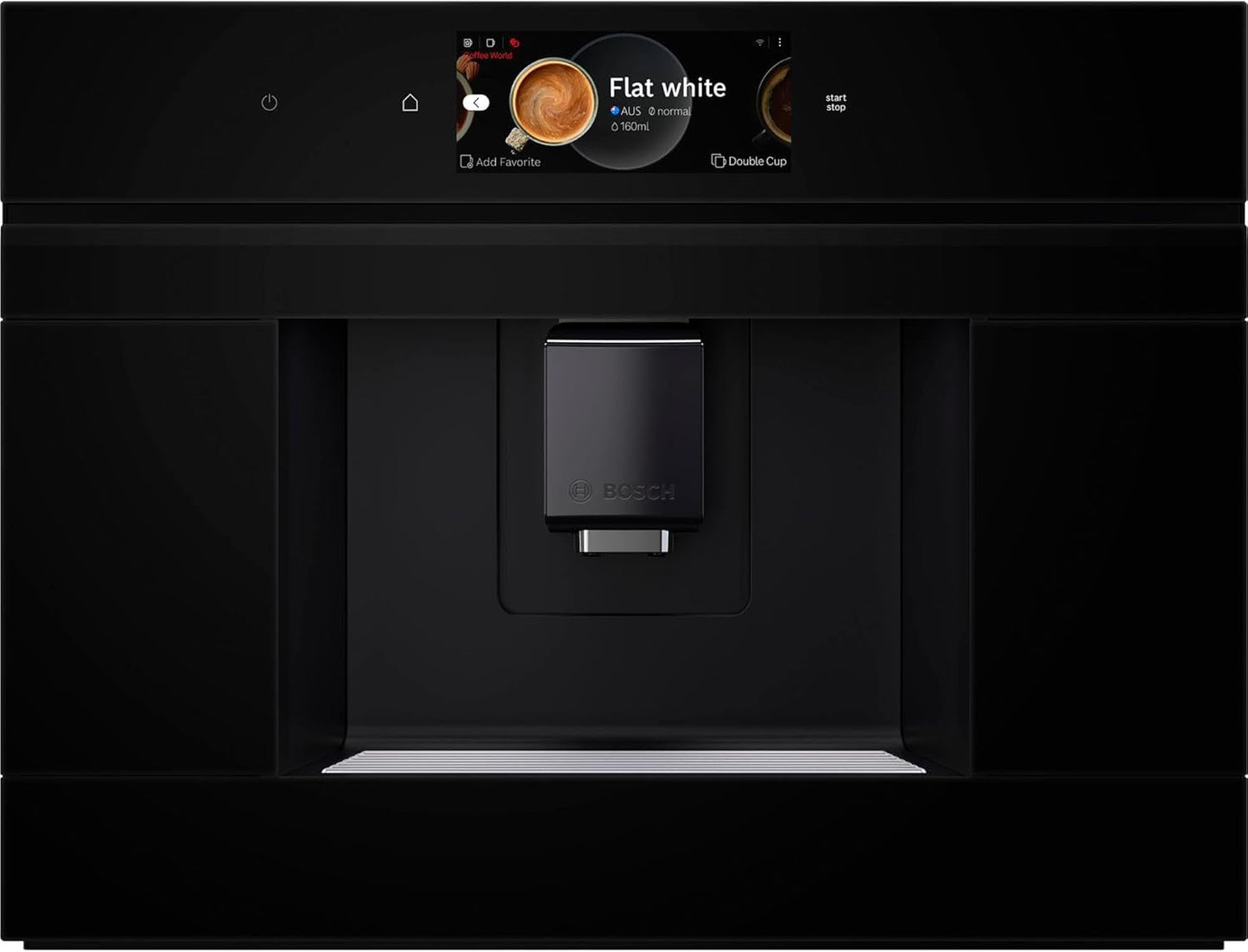Bosch CTL7181B0, Cafetera espresso automática inteligente empotrable Serie 8, 45,5 x 59,4 cm, Pantalla táctil TFT, Molinillo cerámico muy silencioso, Función de autolimpieza AutoMilk Clean, Depósito de agua de 2,4 L, Negro