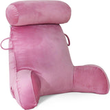 Almohada de lectura XL para cama y sofá con rollo para el cuello desmontable, almohada de espalda ideal para adultos con espuma viscoelástica para leer cómodamente, trabajar, jugar, mirar televisión, relajarse (rosa)