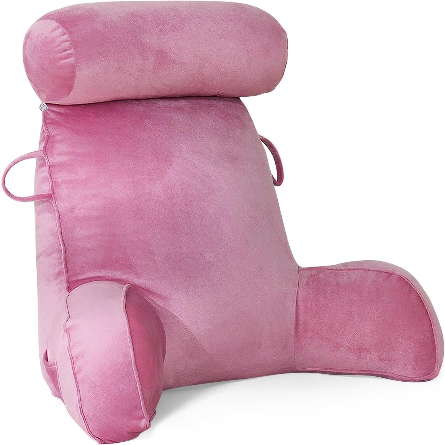 Almohada de lectura XL para cama y sofá con rollo para el cuello desmontable, almohada de espalda ideal para adultos con espuma viscoelástica para leer cómodamente, trabajar, jugar, mirar televisión, relajarse (gris)