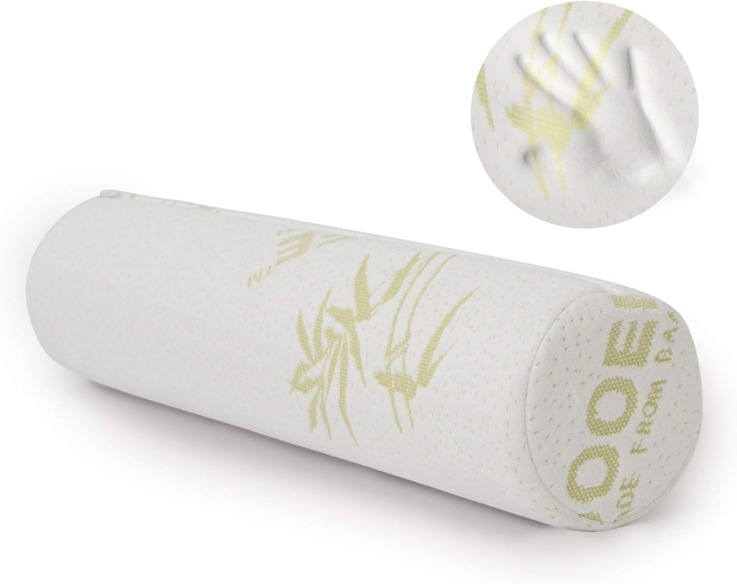 Milliard Rollo de Espuma Visco para Cuello con Funda Lavable, Certificado Oeko-Tex, Dureza Media, 10X43cm, Perfecto para Alérgicos, Almohada de Viaje, Almohada Cervical Redonda, Rollo de Posicionamiento, Rollo para Rodillas Almohadas Ortopédicas Cervicales Naty Shop Blanco