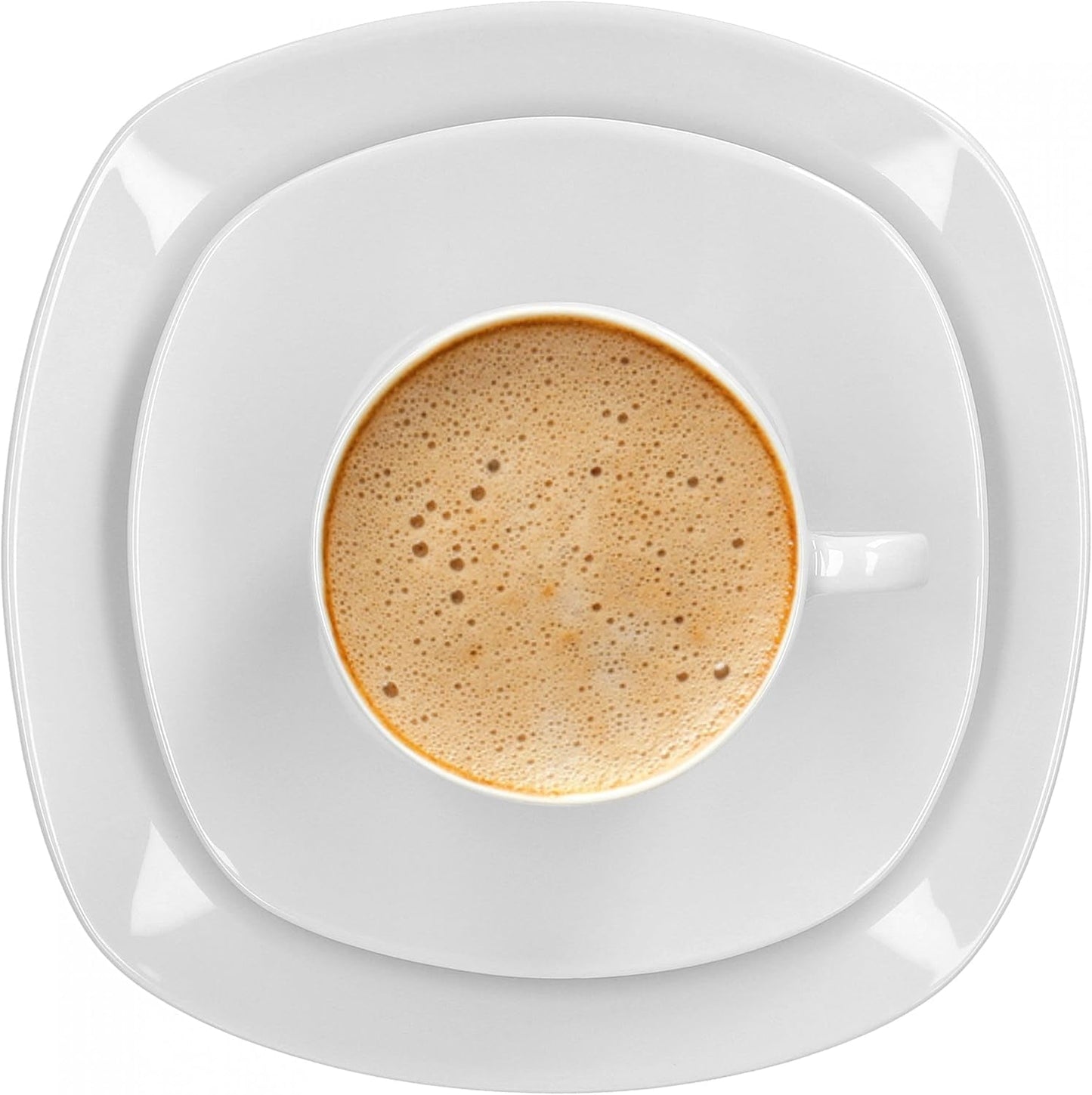 Van Well Lilli Servicio de café para 12 personas, vajilla cuadrada de porcelana blanca de 36 piezas con bordes curvos para una mesa de centro perfectamente dispuesta - Apto para lavavajillas