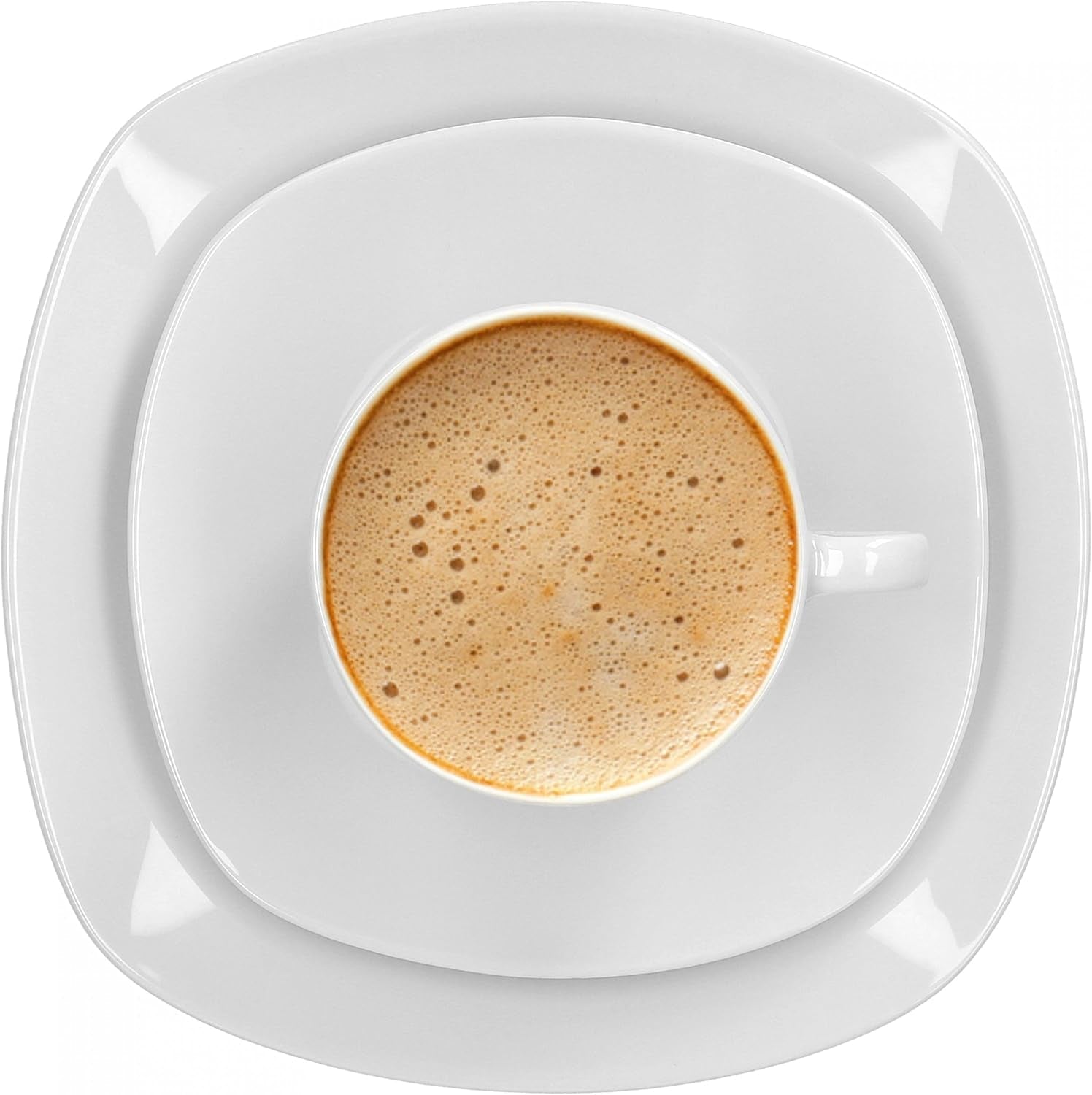 Van Well Lilli Servicio de café para 12 personas, vajilla cuadrada de porcelana blanca de 36 piezas con bordes curvos para una mesa de centro perfectamente dispuesta - Apto para lavavajillas