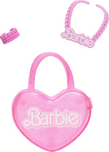 Muñeca Barbie de moda, 71cm, rubia, con ropa desmontable, falda vaquera superior rosa, botas vaqueras, collar y bolso HYT84