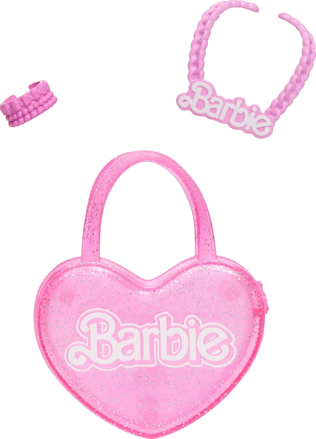 Muñeca Barbie de moda, 71cm, rubia, con ropa desmontable, falda vaquera superior rosa, botas vaqueras, collar y bolso HYT84