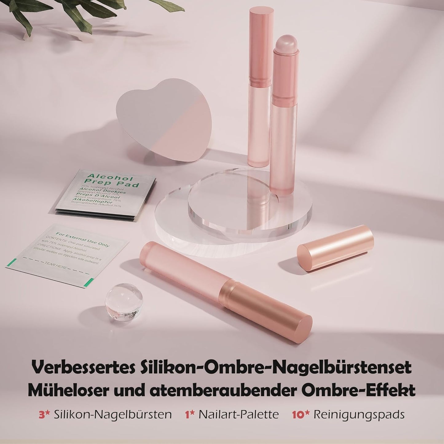 Aokitec 14 Piezas Herramientas de Silicona Pinceles para Gel Naillack UV, Pinceles de Gel Wiederwendbare para Naillack Cromo en Polvo para Uñas UV, Nail Art Zubehör para Efecto Espejo Ombre Blush, Nägel Selber Machen