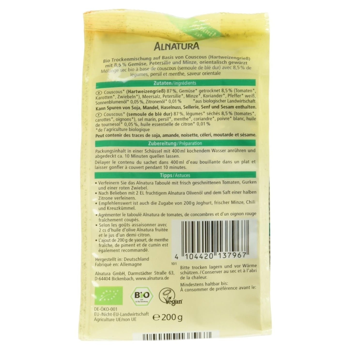 Bio Taboule-Cuscús-Ensalada, 200 g