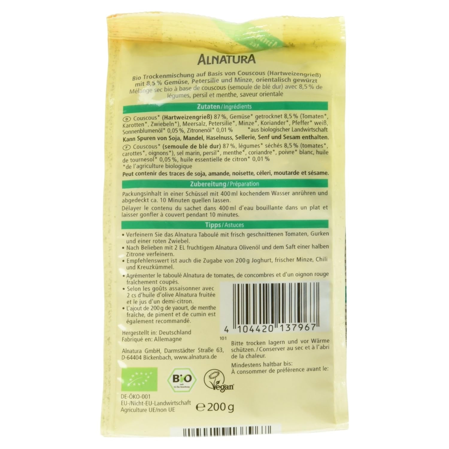 Bio Taboule-Cuscús-Ensalada, 200 g