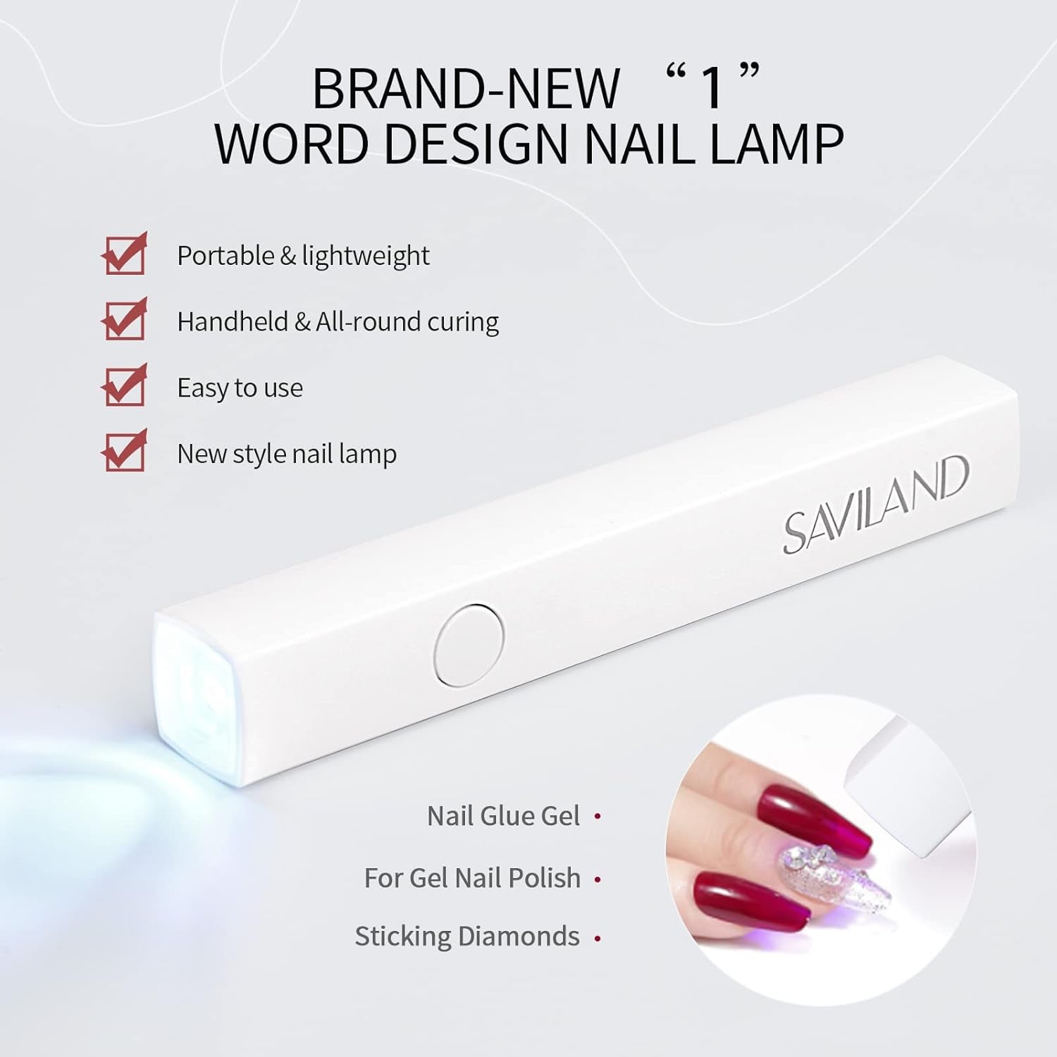 Saviland U V Lampe Für Gelnägel: Mini U V Lampe Für NägelSchützen Sie Die Haut Wiederaufladbar Klein LED Nagellack Trocknergerät Für Nagellack Aufbaugel Nail Tips Nagelkleber Geschenke para mujeres