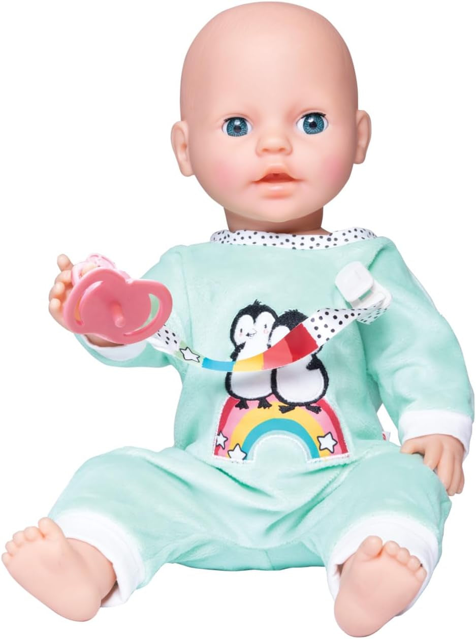 Heless 1181 - Mono para Muñeca con Diseño de Pingüino de Lunares Hecho de Suave Terciopelo con Bordado de Alta Calidad Talla 28-35cm
