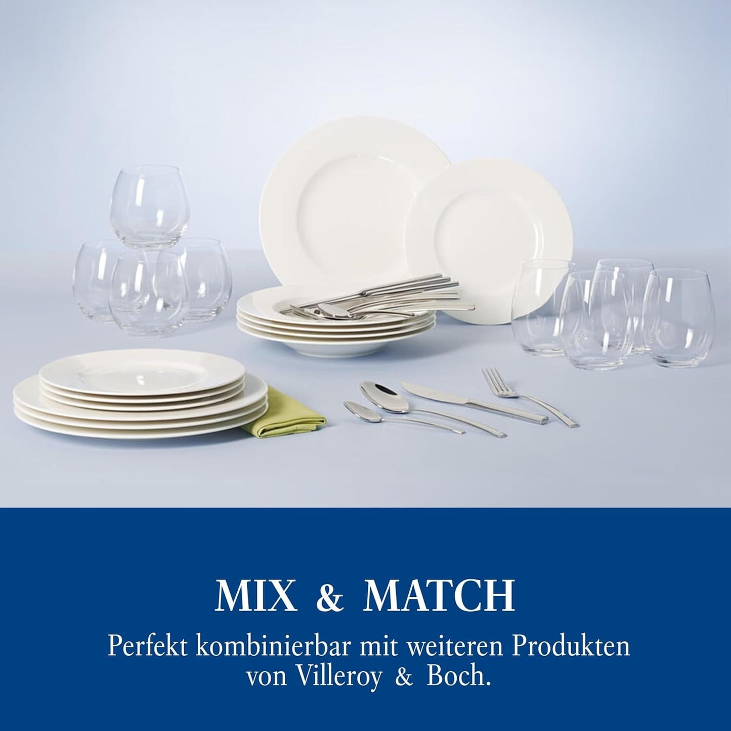 Villeroy & Boch Wonderful World Vajilla de 12 piezas, Apta para lavavajillas y microondas, Blanco, Platos, Vajilla, Porcelana, Platos llanos, Set, Vajilla moderna, Porcelana Premium