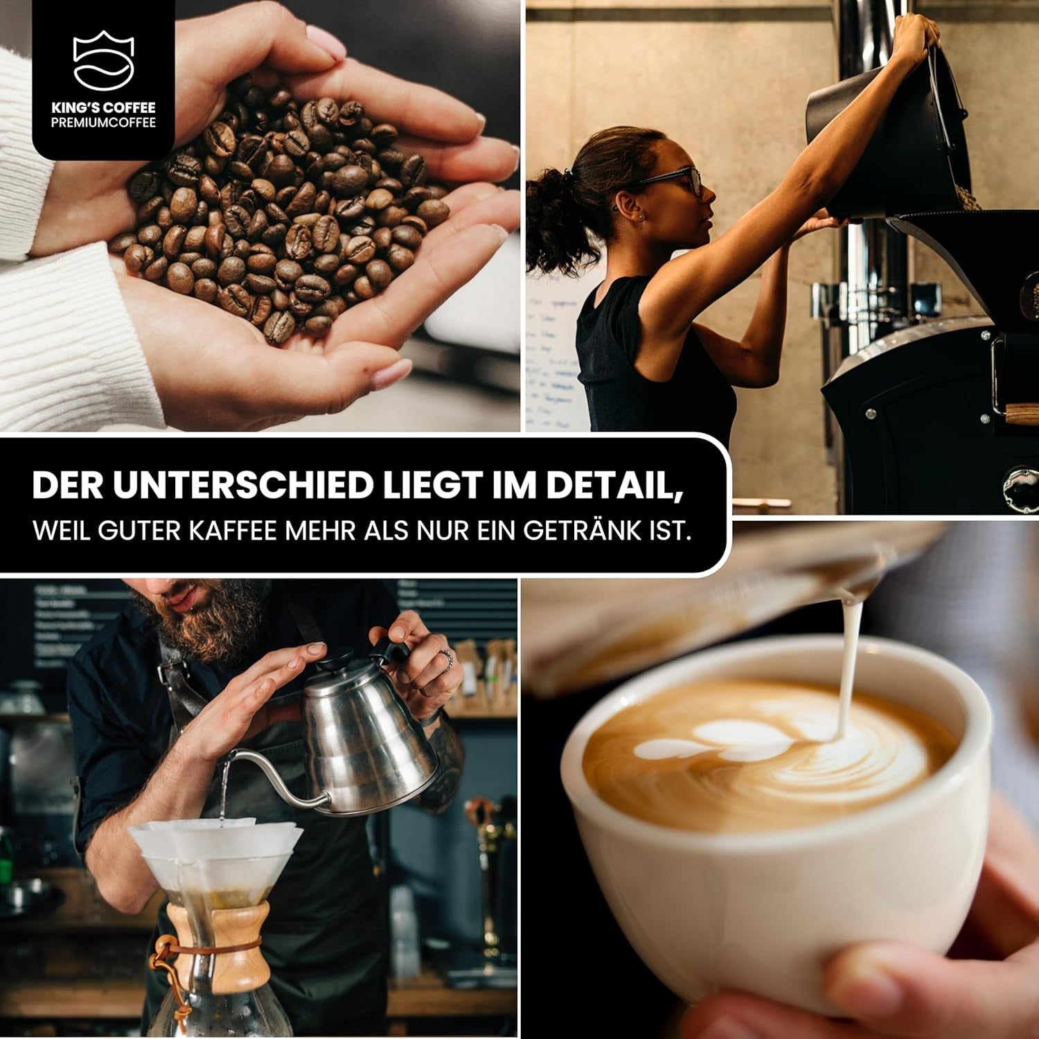 KING'S COFFEE - EDICIÓN BLANCA - mezcla ligera 100% Arábica procedente de Etiopía, México, Perú y Tanzania - tostado en lotes pequeños en Italia - granos de espresso enteros para máquinas portafiltro - 1 kg